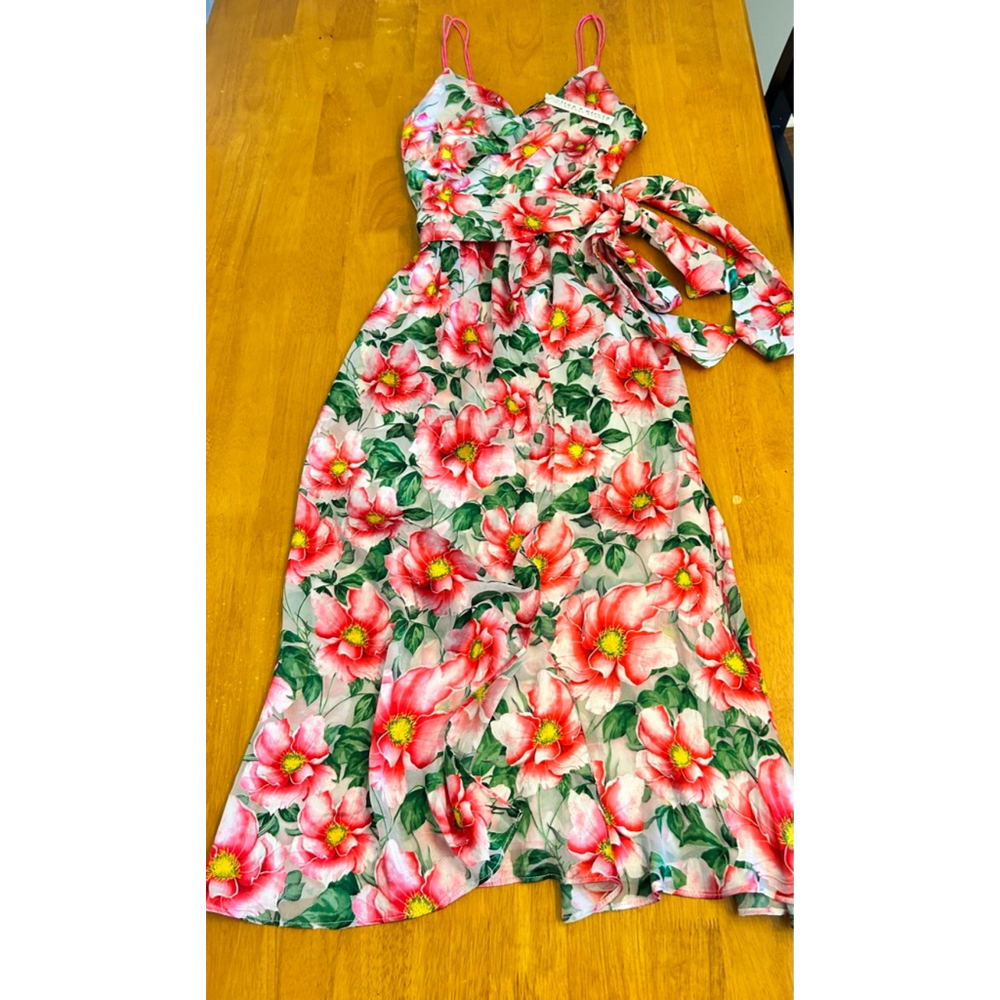 .NWT ALICE + OLIVIA Samantha Floral Silk Blend Midi Dress SZ 14 - Picture 7 of 16